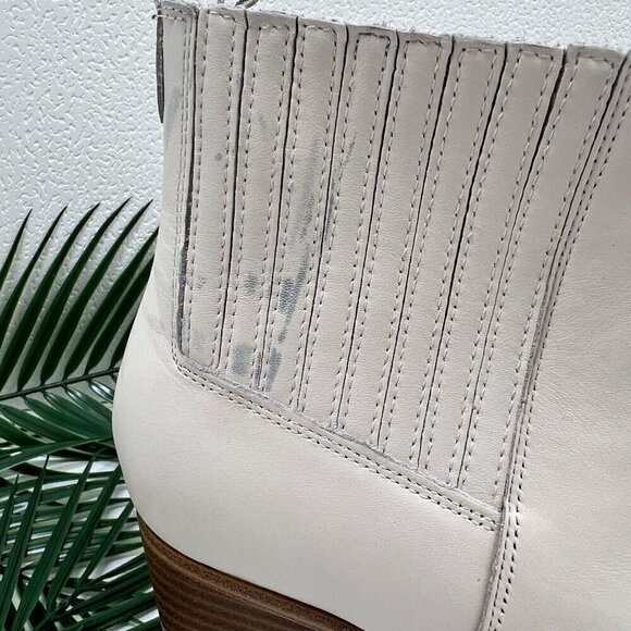 Marc Fisher Yarita White Leather Pointed Toe Low Heel Ankle Boots Size 6M - Picture 3 of 12